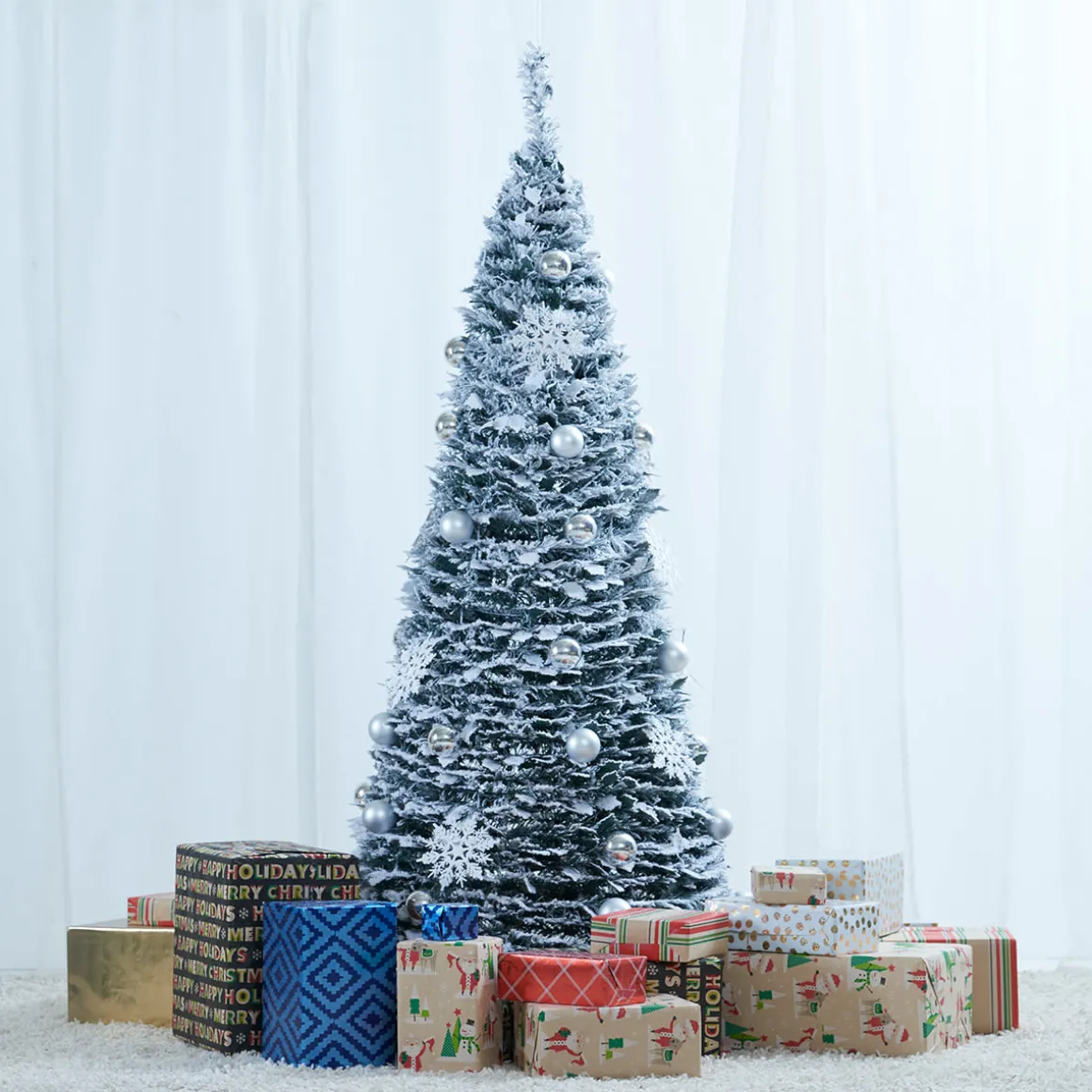 Pop-Up 6 Ft. White Flocked Christmas Tree