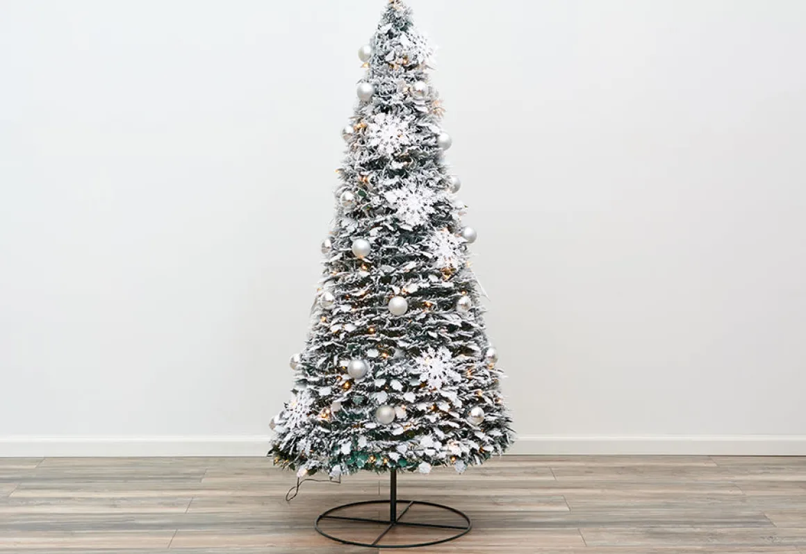 Pop-Up 6 Ft. White Flocked Christmas Tree