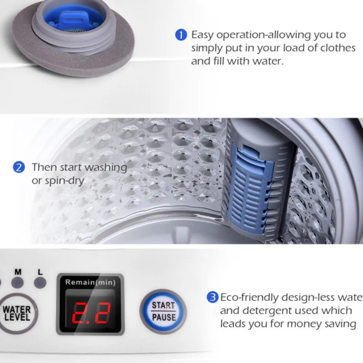 Portable Automatic Washing Machine with Drain Pump