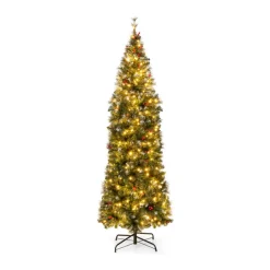 Pre-Lit Artificial Hinged Pencil Christmas Tree