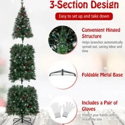 Pre-Lit Artificial Hinged Pencil Christmas Tree