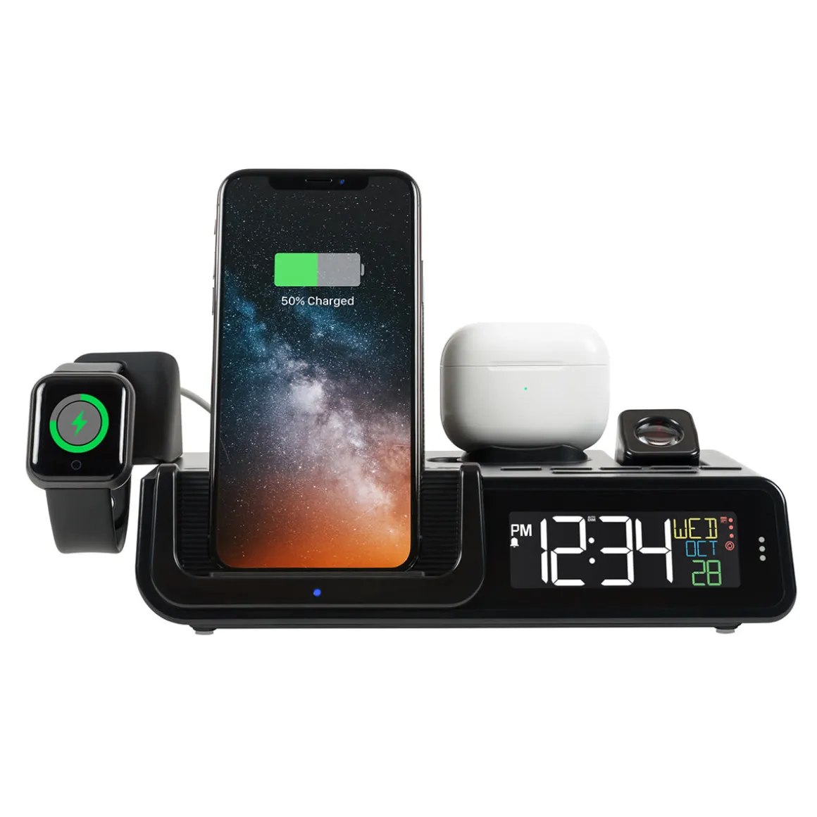 Projection Alarm Clock with Wireless Charging Station