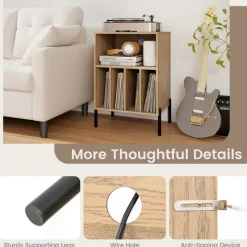 Record Player Storage Stand with Charging Station