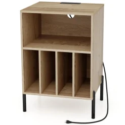Record Player Storage Stand with Charging Station