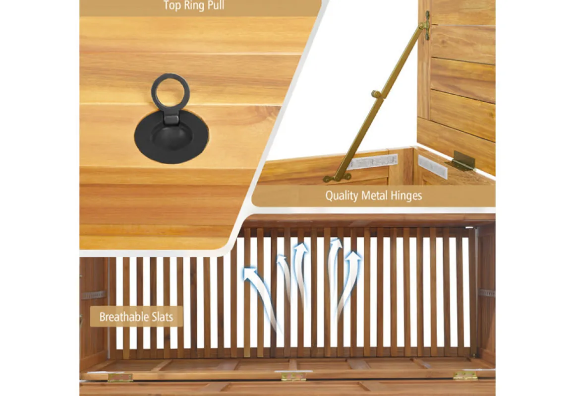 Rolling Patio Wooden Deck Box