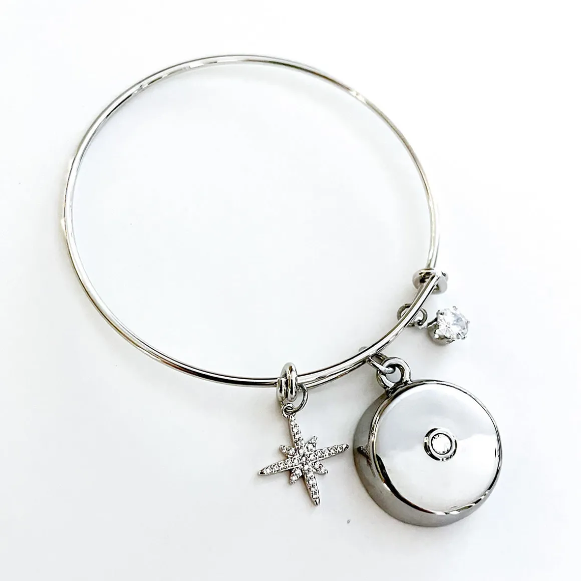 Safety Star Burst Charm Bracelet with Crystal Pendant