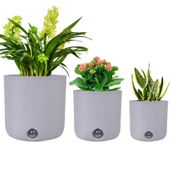 Self-Watering Tall Cylinder Pot System for Indoor Plants (Set of 3)