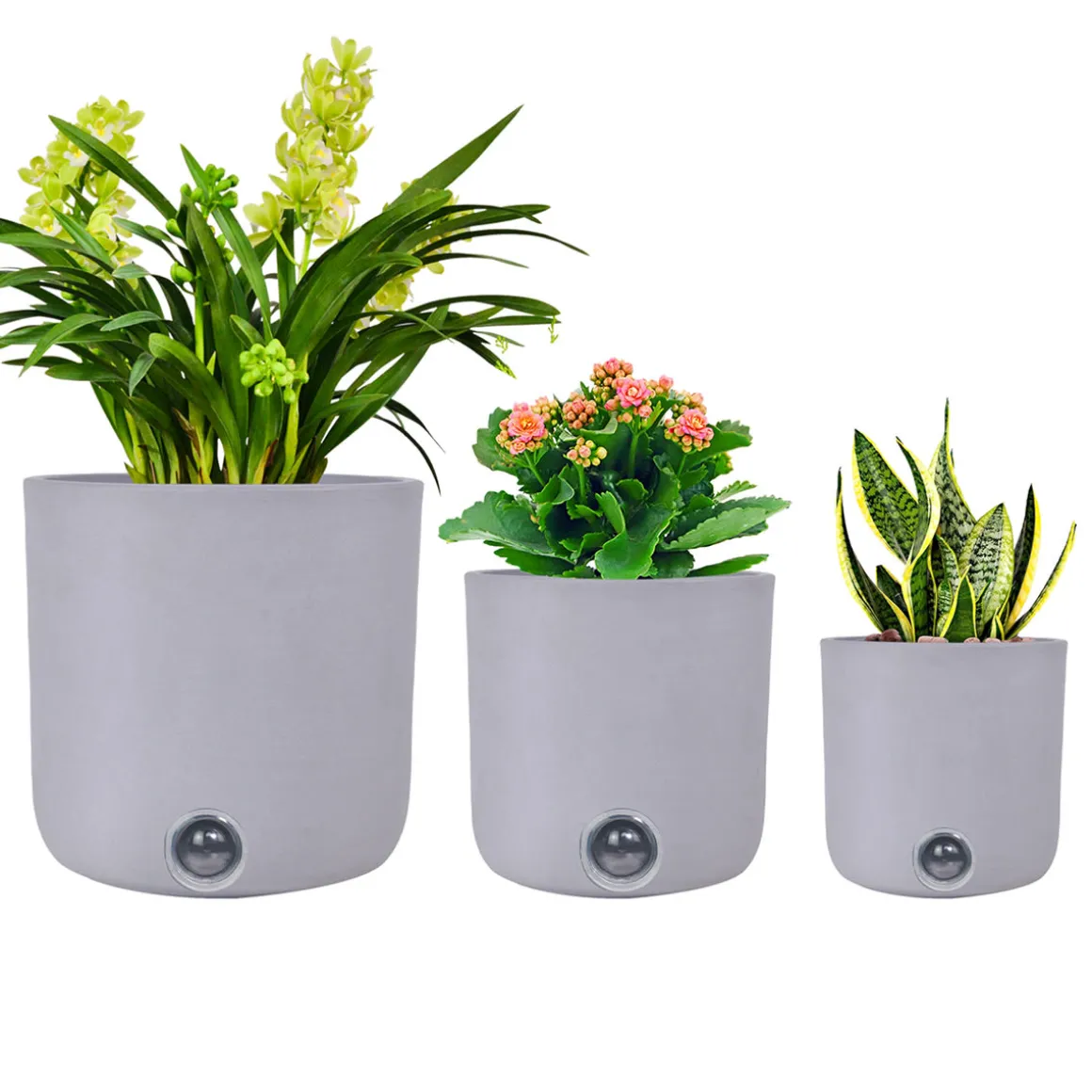 Self-Watering Tall Cylinder Pot System for Indoor Plants (Set of 3)