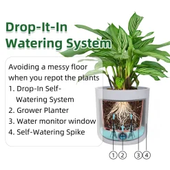 Self-Watering Tall Cylinder Pot System for Indoor Plants (Set of 3)