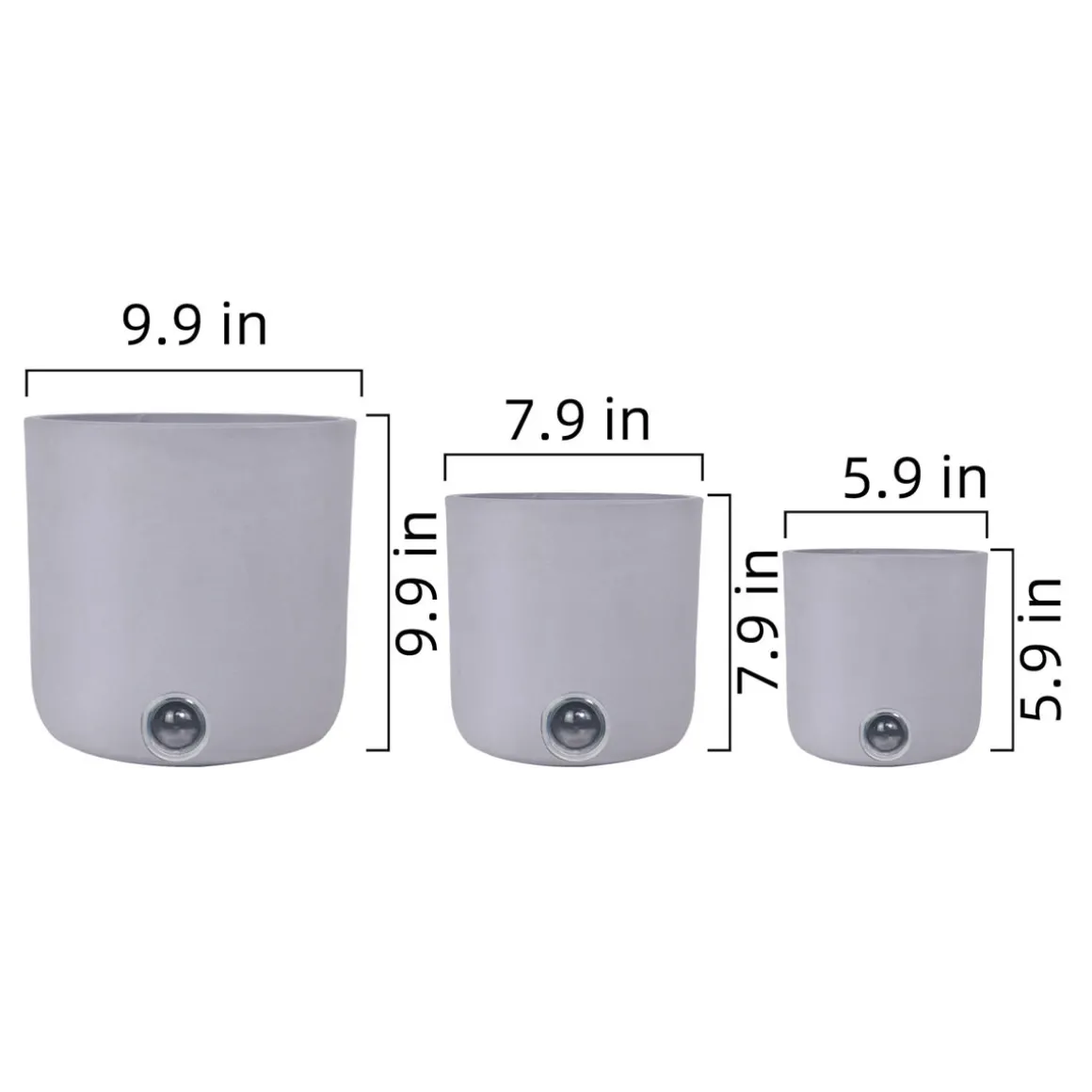Self-Watering Tall Cylinder Pot System for Indoor Plants (Set of 3)