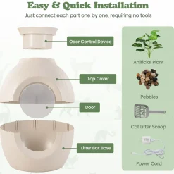 Smart Plant Hidden Litter Box with Odor Control