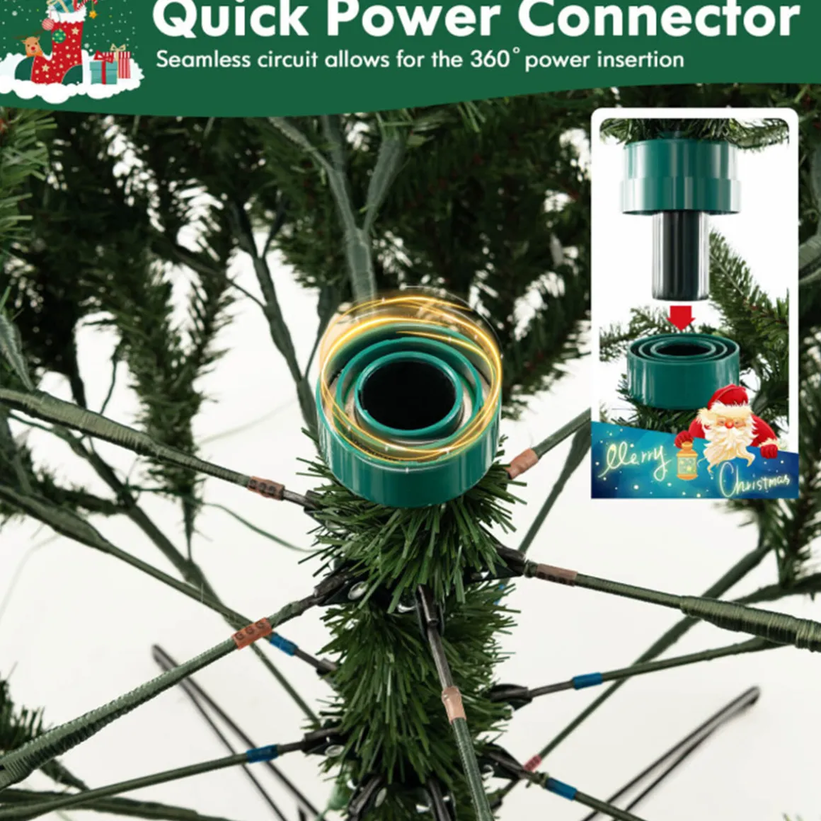 Snowy Tipped Pre-Lit Hinged Christmas Tree with Remote Control