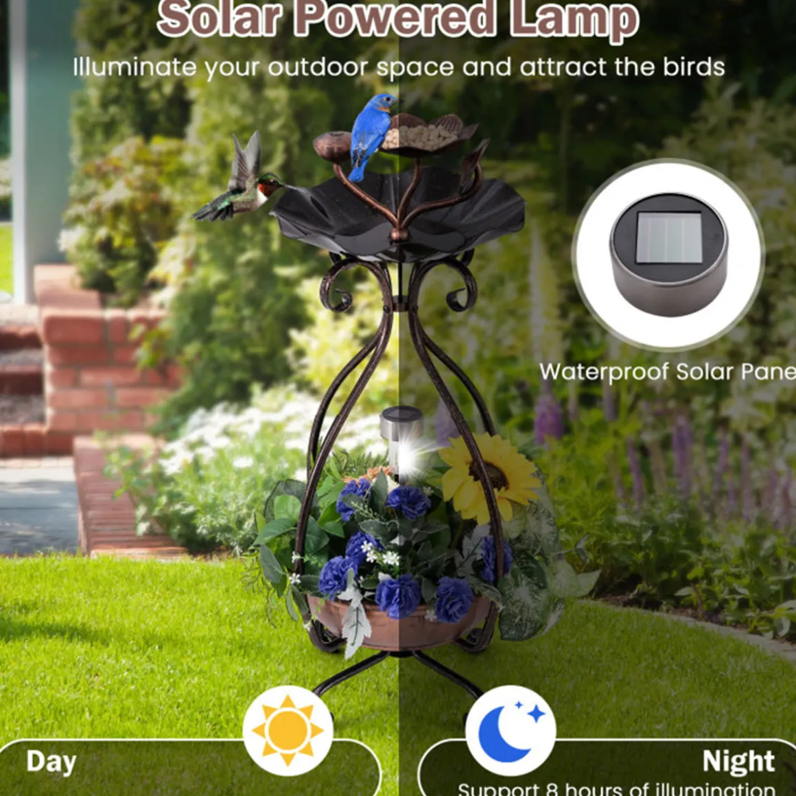 Solar Bird Bath Feeder and Planter