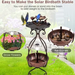 Solar Bird Bath Feeder and Planter