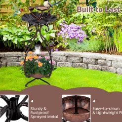 Solar Bird Bath Feeder and Planter