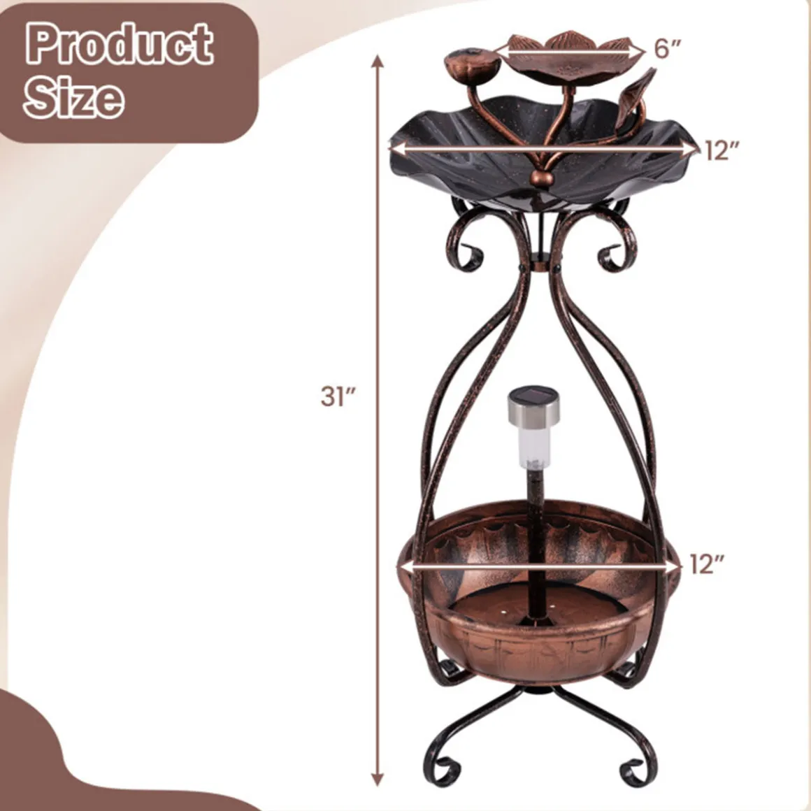 Solar Bird Bath Feeder and Planter