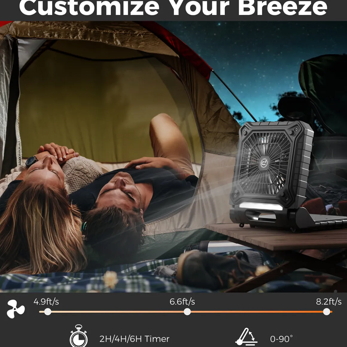 Solar Powered Fan with LED Lights