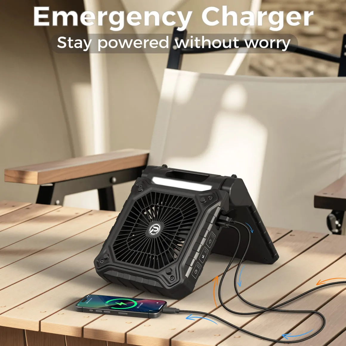 Solar Powered Fan with LED Lights