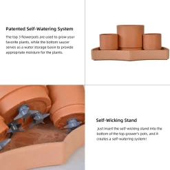 Tabletop Self-Watering Pot System for Indoor Plants (Set of 3)