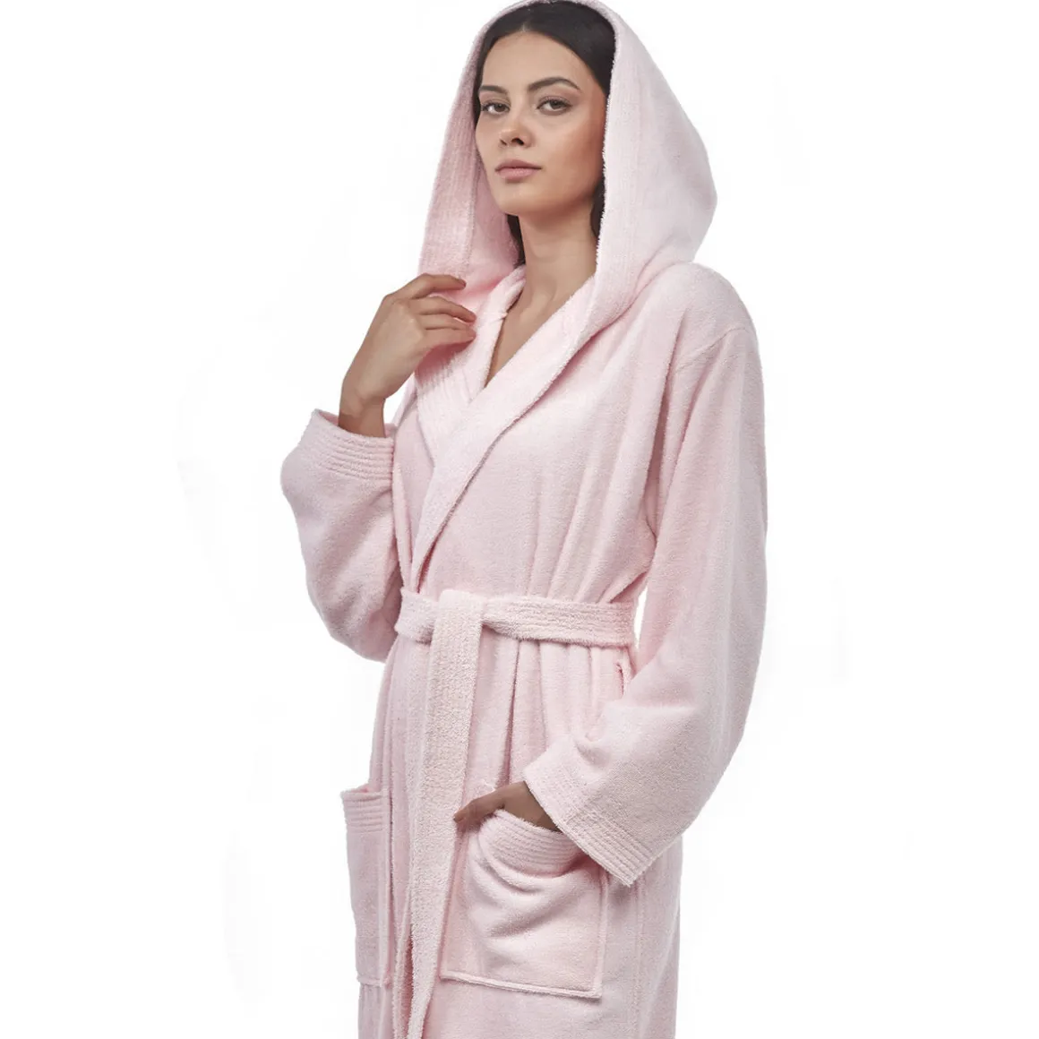 Turkish Cotton Ankle Length Hooded Bathrobe