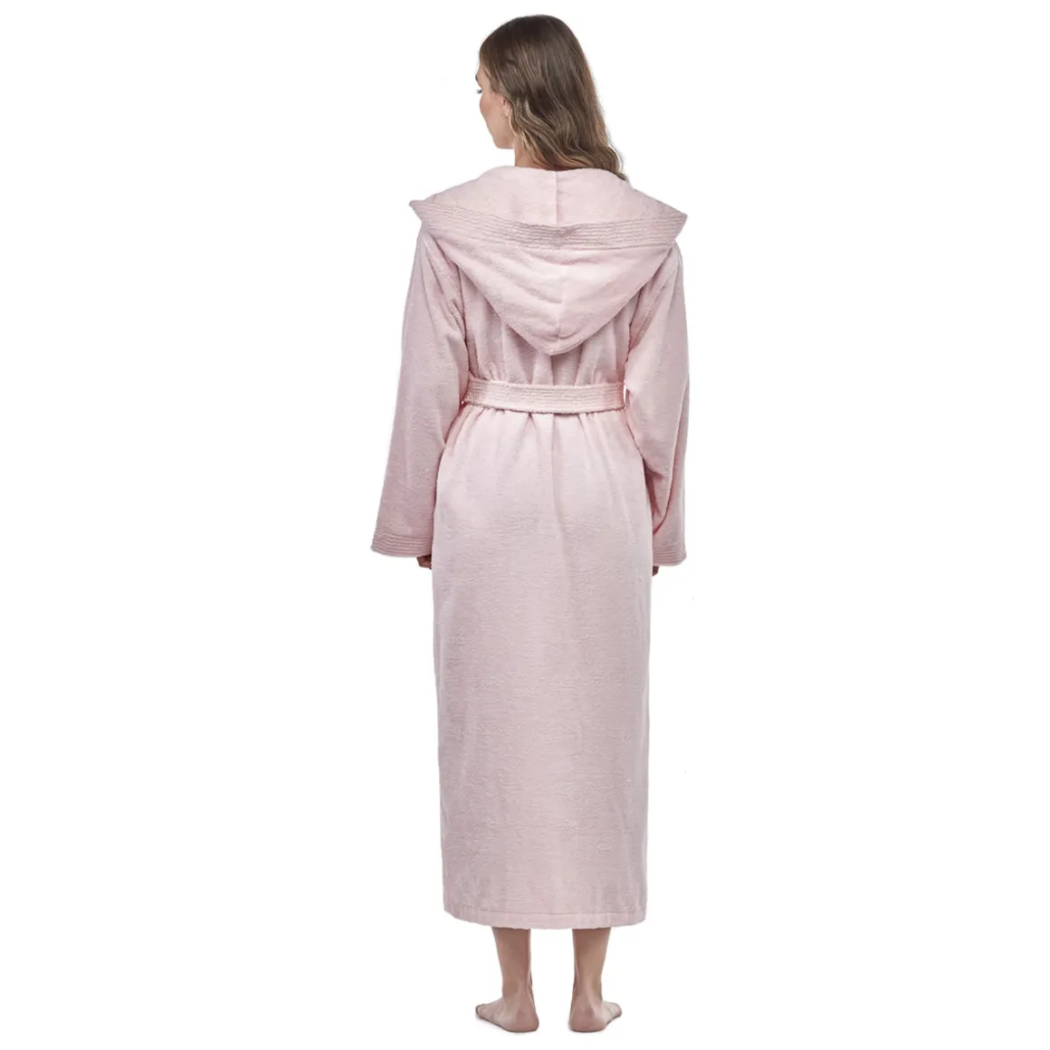 Turkish Cotton Mid-Calf Length Hooded Bathrobe