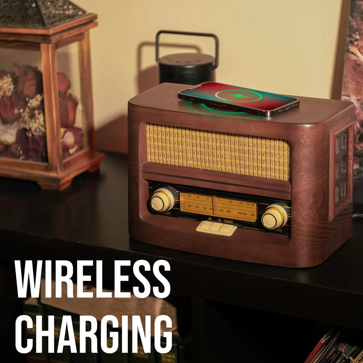 Vintage Bluetooth Radio and Wireless Charger