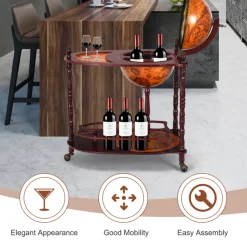Vintage Globe Bar Cart with Extra Shelf