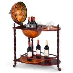 Vintage Globe Bar Cart with Extra Shelf