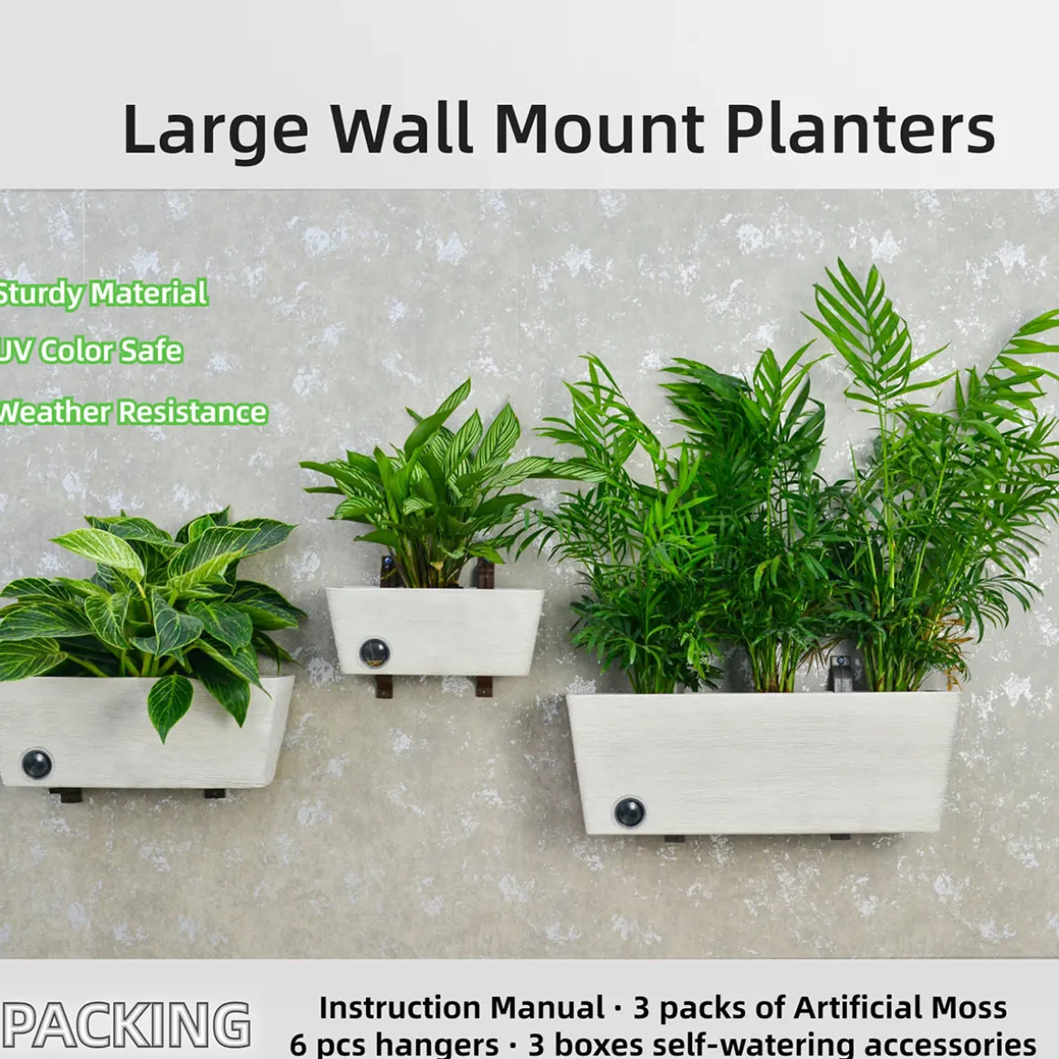 Wall Hanging Self-Watering Pot System for Indoor Plants (Set of 3)