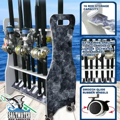 Waterproof Rolling 16 Fishing Rod Rack