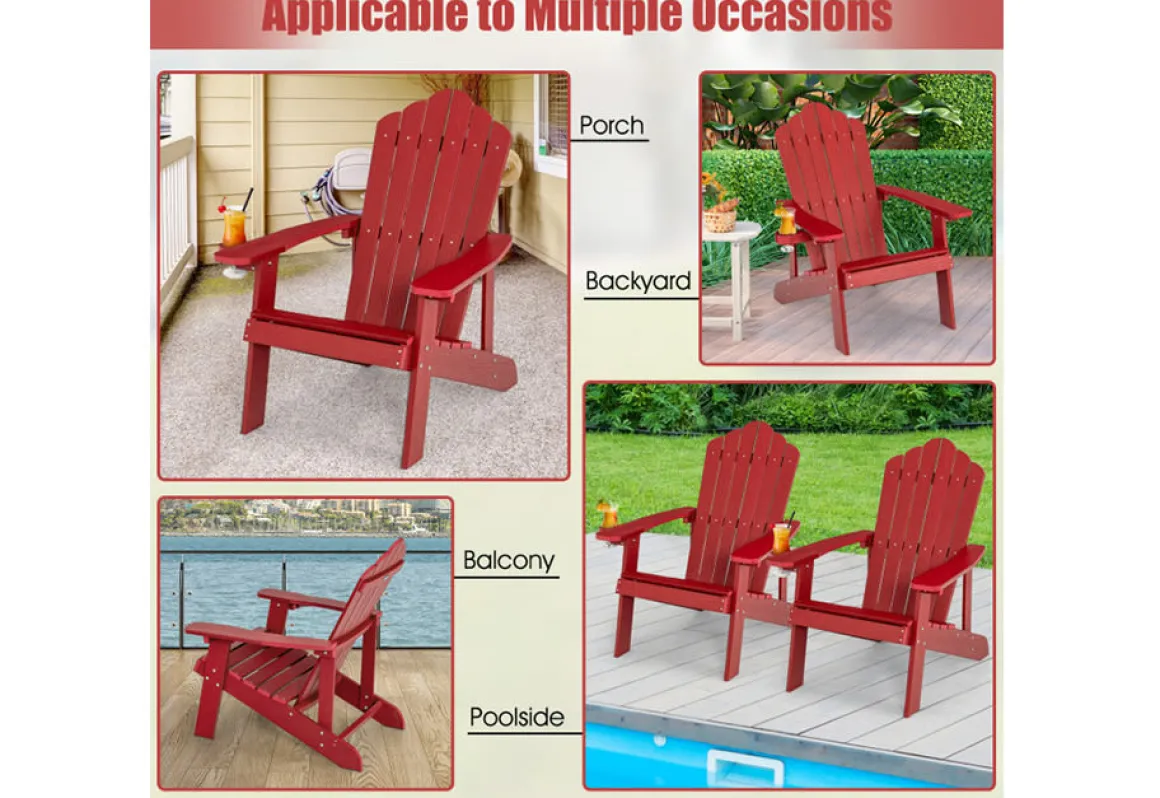 Weather Resistant Outdoor Adirondack Chair with Cup Holder