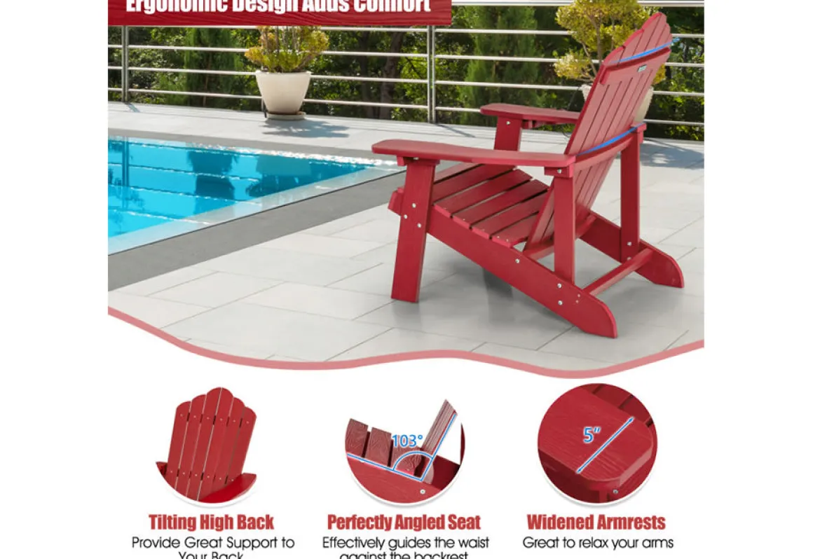 Weather Resistant Outdoor Adirondack Chair with Cup Holder