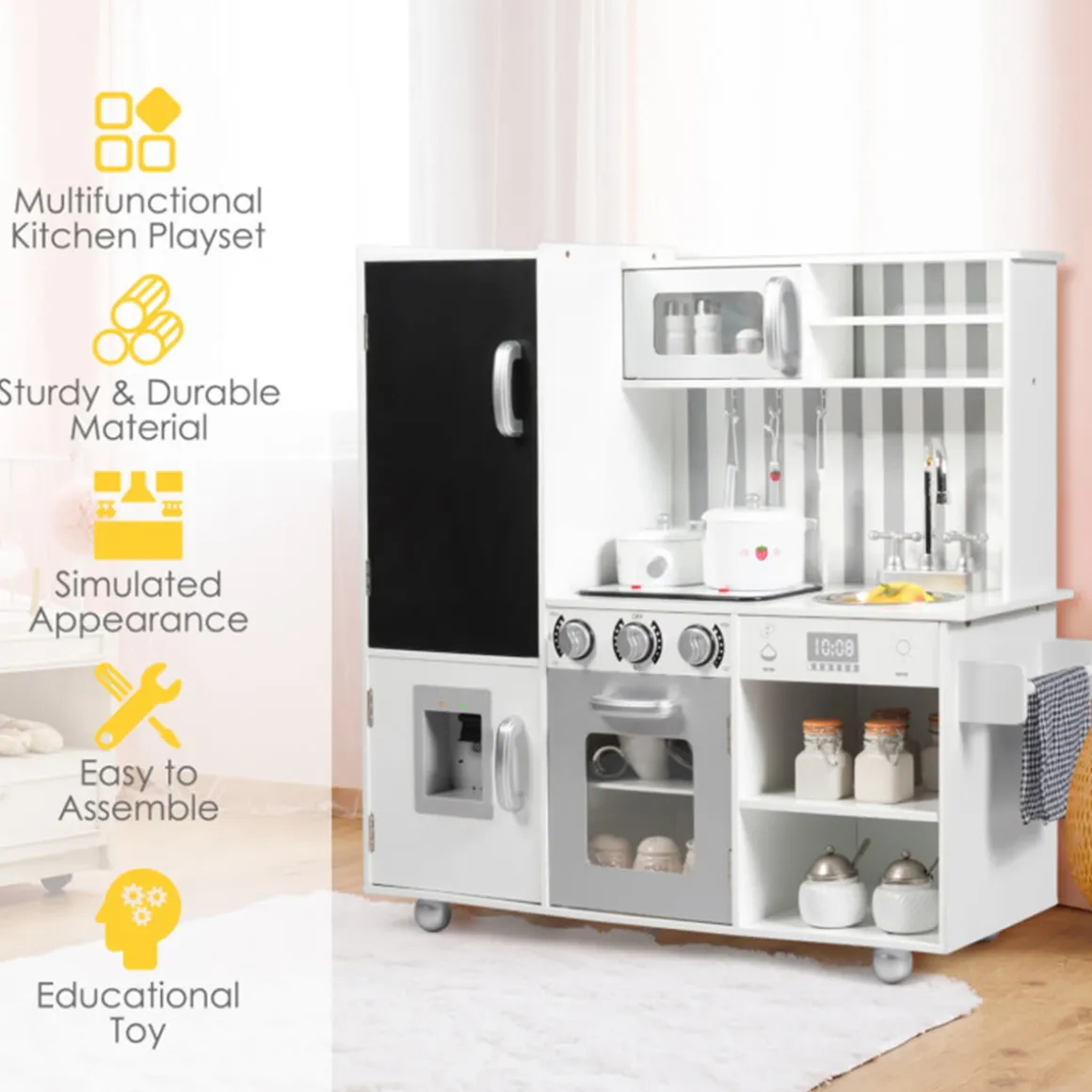 Wooden Pretend Play Kitchen with Sound