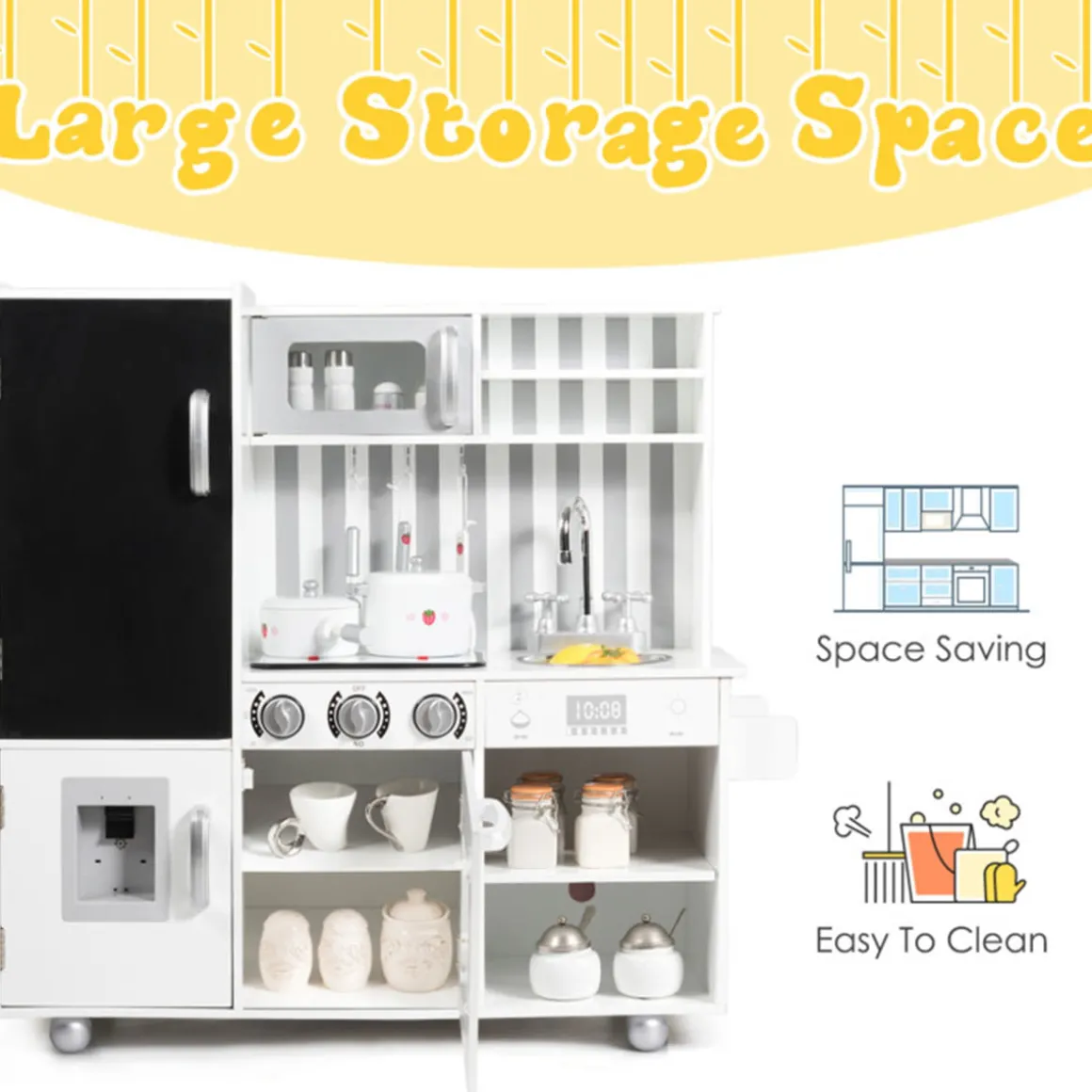Wooden Pretend Play Kitchen with Sound