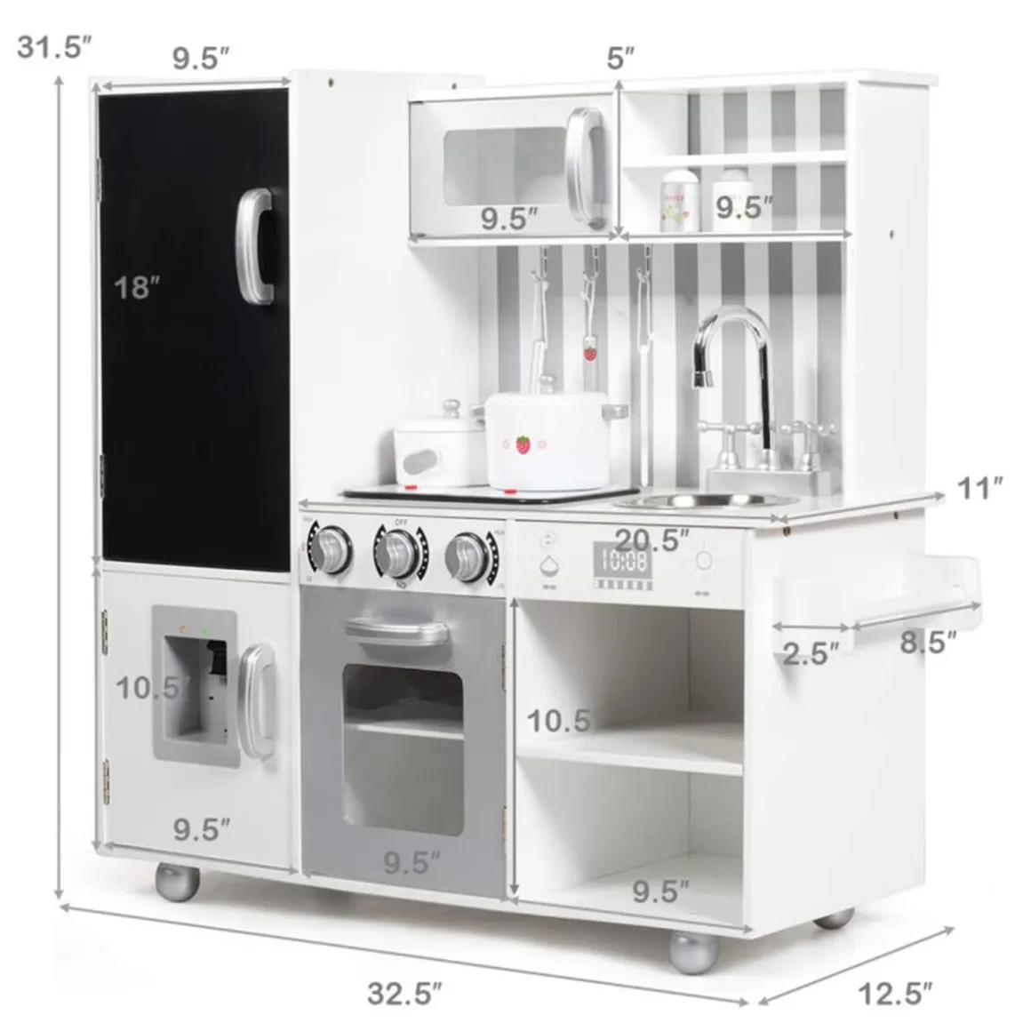 Wooden Pretend Play Kitchen with Sound