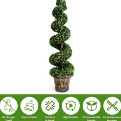 4' Artificial Boxwood Spiral Topiary Trees (Set of 2)