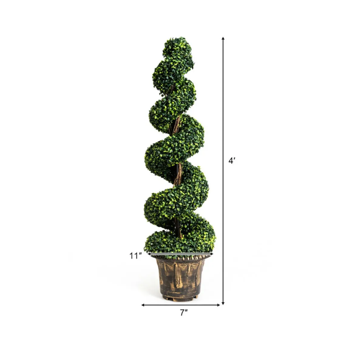 4' Artificial Boxwood Spiral Topiary Trees (Set of 2)