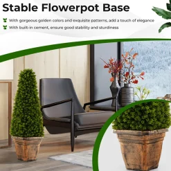 3' Artificial Boxwood Topiary Tree with Cement Flowerpot