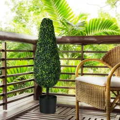 3' Artificial Boxwood Tower Topiary Trees (Set of 2)