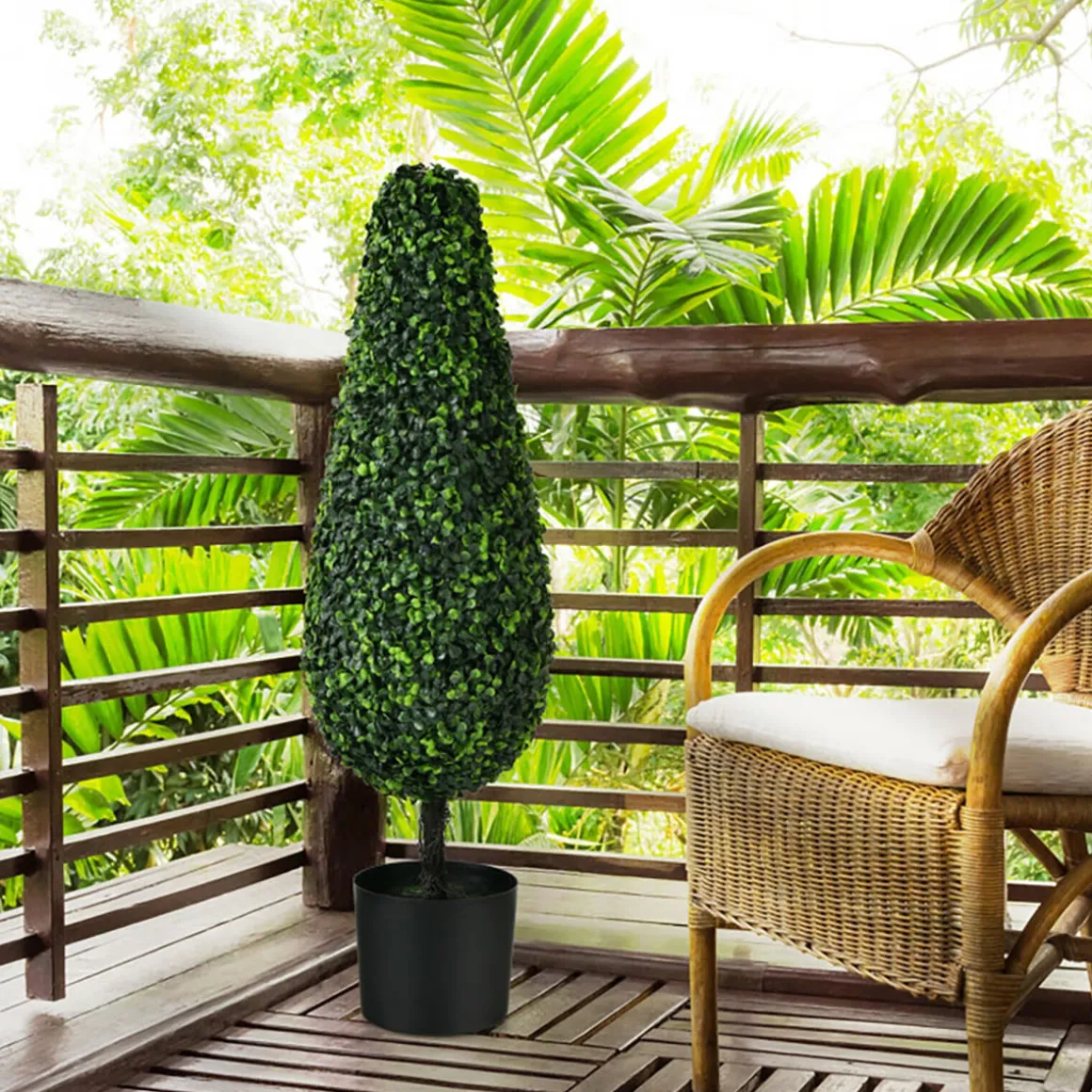 3' Artificial Boxwood Tower Topiary Trees (Set of 2)