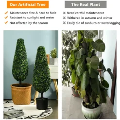 3' Artificial Boxwood Tower Topiary Trees (Set of 2)
