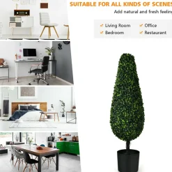 3' Artificial Boxwood Tower Topiary Trees (Set of 2)