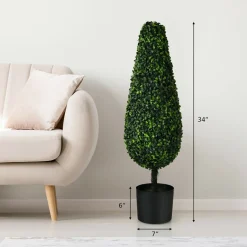 3' Artificial Boxwood Tower Topiary Trees (Set of 2)