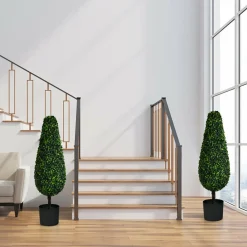 3' Artificial Boxwood Tower Topiary Trees (Set of 2)