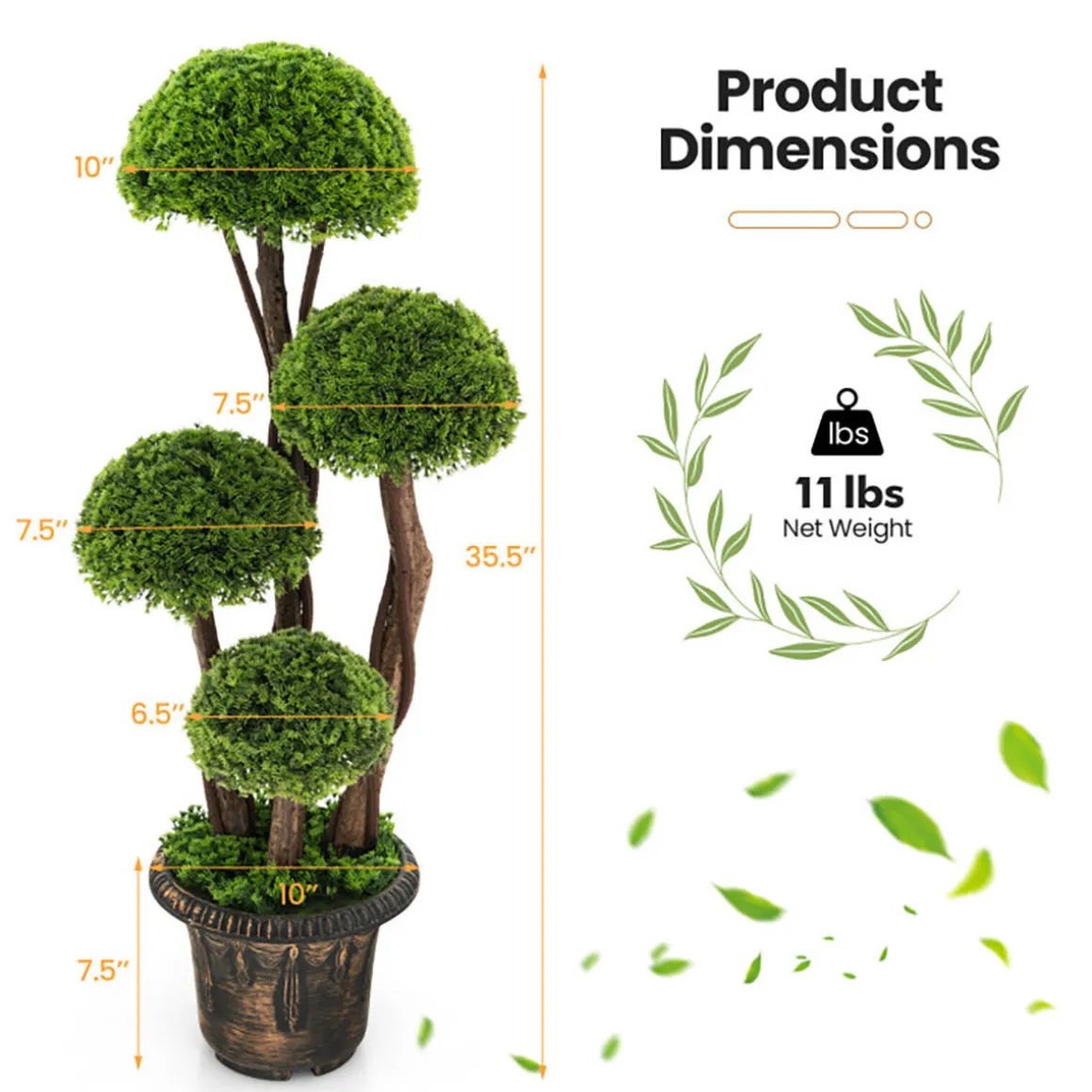 3' Artificial Cedar Topiary Tree with Rattan Trunk