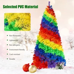 7' Artificial Rainbow Hinged Christmas Tree