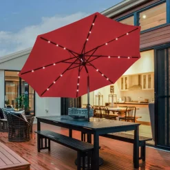 10' Cantilever Patio Umbrella with Solar Powered Lights
