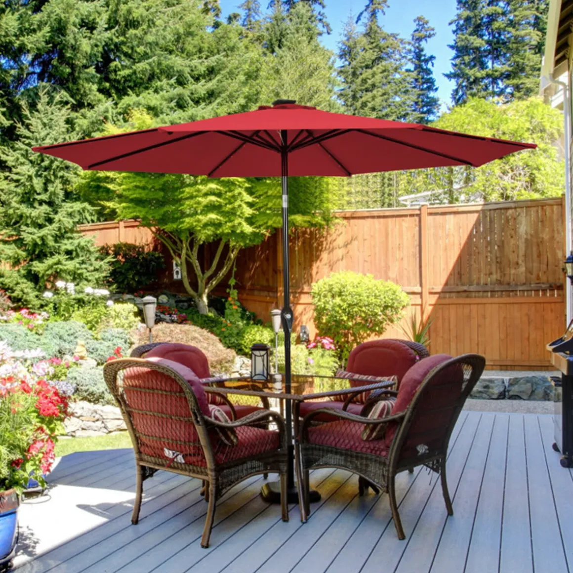 10' Cantilever Patio Umbrella with Solar Powered Lights