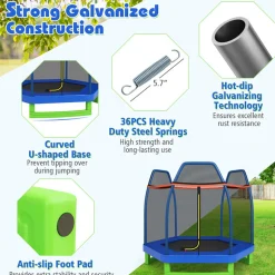 7' Kids Bounce Jumper Trampoline with Enclosure