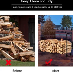8' Outdoor Steel Firewood Log Rack